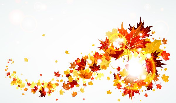 Обои на рабочий стол: ветер, листья, осень, свечение