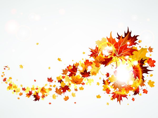 ветер, листья, осень, свечение