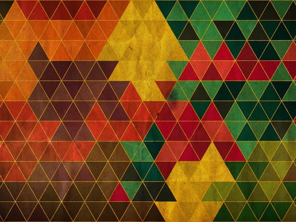 абстракция, мозаика, разноцветные, треугольники