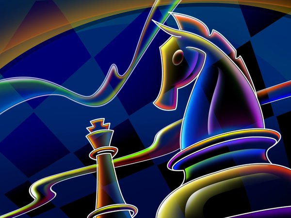 2014, клетки, конь, линии, синий, шахматы