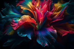 Обои на рабочий стол: abstract, colorful, colors, digital, flower, generated, rainbow, vibrant, абстракция, краски, рисунок, цветной, цветок