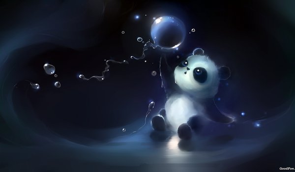 Обои на рабочий стол: глаза, малыш, панда, пузырь, рисунок