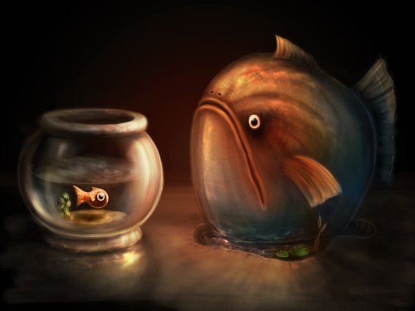 аквариум, рисунок, рыба