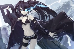 Обои на рабочий стол: black rock shooter, аниме, мато курои, синобу ёсиока, стрелок с чёрной скалы