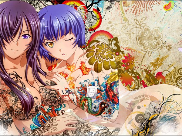 ikkitousen, девушки, кану, ремо, узоры