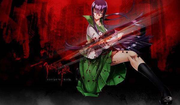 Обои на рабочий стол: highschool of the dead, кровь, саэко бусудзима, школа мертвецов