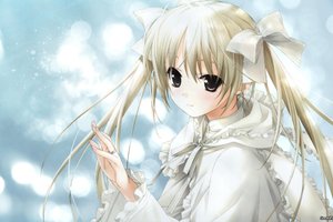 Обои на рабочий стол: kasugano sora, yosuga no sora, бантики, девочка, кольцо, ленты