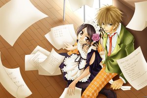 Обои на рабочий стол: anime, kaichou wa maid-sama, misaki ayuzawa, takumi usui, аниме, горничная, девушка, парень