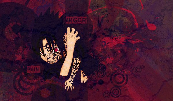 Обои на рабочий стол: naruto, red, sasuke, злой, красный, наруто, печать, саске