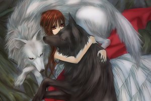 Обои на рабочий стол: vampire knight, yuuki cross, волки, девушка, объятья, рыцарь-вампир