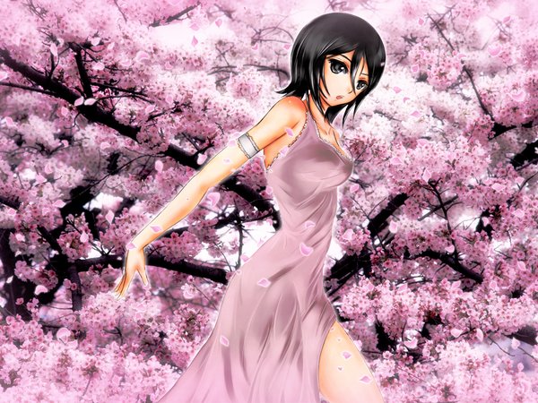 bleach, rukia kuchiki, аниме, розовый цвет, сакура, цветение