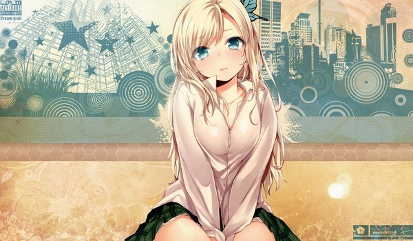 Обои на рабочий стол: Boku wa Tomodachi ga Sukunai, Kashiwazaki Sena, взгляд, голубые глаза, девушка, смущение, Сэна Касивадзаки, У меня мало друзей, школьная форма