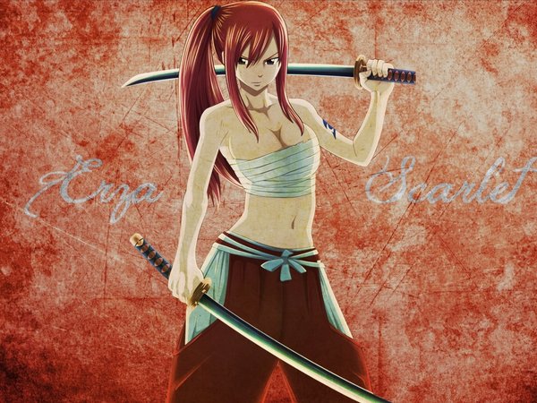 elza, erza scarlet, fairy tail, взгляд, вид доспеха, девушка, мечи, персонаж, решимость, сказка о хвосте феи, хвост феи, эльза алая, эрза скарлет