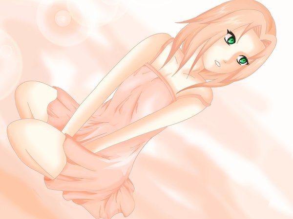 Haruno Sakura, naruto, аниме, арт, девушка, зелёные глаза, наруто, нежность