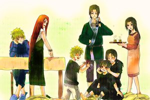 Обои на рабочий стол: Namikaze Minato, naruto, Naruto Uzumaki, Uchiha Fugaku, uchiha itachi, Uchiha Mikoto, Uchiha Sasuke, Uzumaki Kushina, аниме, арт, наруто, семьи