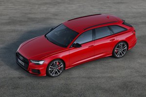 Обои на рабочий стол: 2019, A6 Avant, Audi, S6 Avant, асфальт, красный, универсал, фон