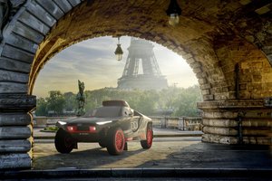 Обои на рабочий стол: Audi, Audi RS Q e-tron, france, paris, Virtual world tour, арка, Виртуальное мировое турне, париж, франция, эйфелева башня