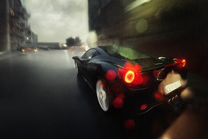Обои на рабочий стол: ferrari, дождь, феррари