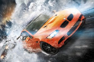 Обои на рабочий стол: BMW, оранжевый, погоня, снег