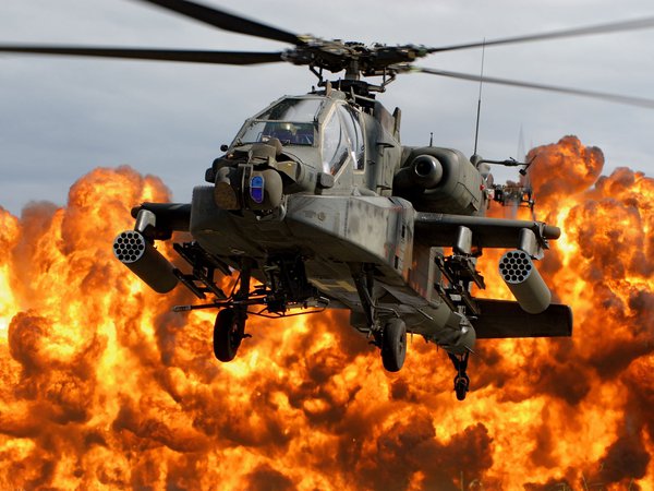 ah-64d, apache, вертолёт, взрыв, кабина, лопасти, напалм, огонь