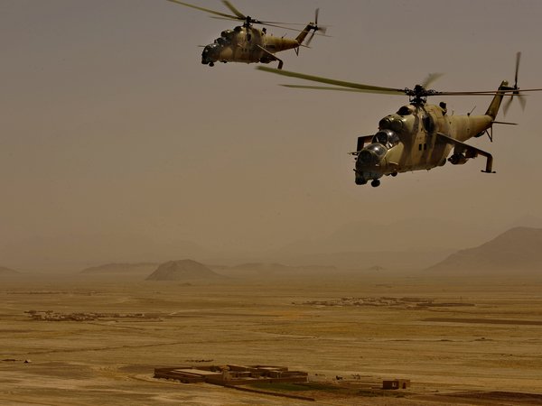 вертолёт, ми-35, полет, пустыня