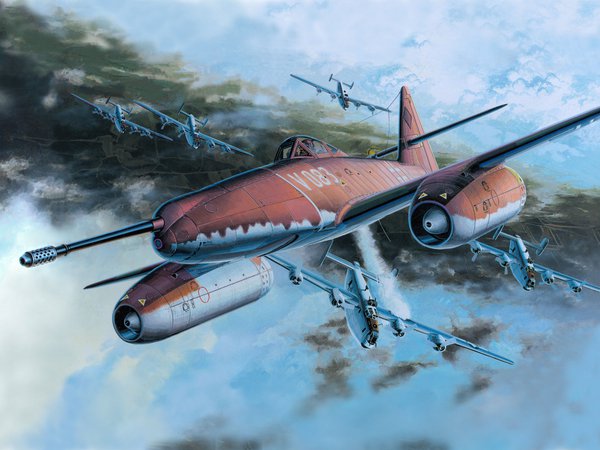 Me - 262A - 1a - U -4, арт, бой, рисунок