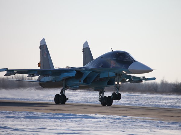 бомбардировщик, взлет, Су-34