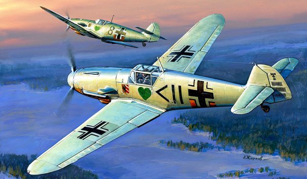 Обои на рабочий стол: 54-я истребительная эскадра, Bf -109F2, Grünherz, hauptmann Hans Philipp, I./JG-54, Jagdgeschwader 54, Luftwaffe, вторая мировая, Грюнхерц, Жирнов, зеленое сердце, капитан Ганс Филипп, командир группы, люфтваффе, мesserschmitt, март 1942, Ме-109, мессершмитт, рисунок, самолёт