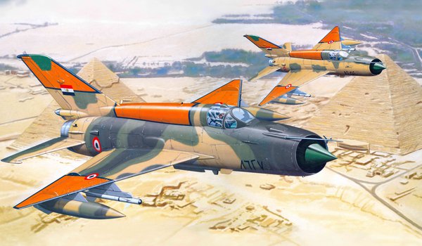 Обои на рабочий стол: Mig, авиация, ввс, египет, истребитель, МиГ-21, пирамиды, самолёт