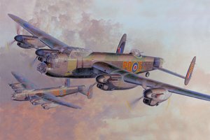 Обои на рабочий стол: (RAF), Avro Aircraft. Typ 683, Lancaster B, Mk. 1, Royal Air Force, бомбардировщик, британский, рисунок, тяжелый, Четырёхмоторный