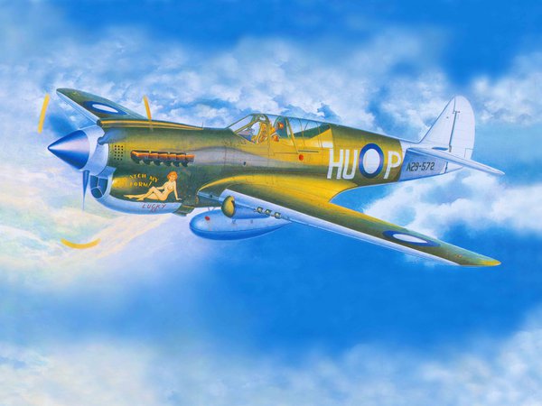 Curtiss, Kittyhawk, P-40, Tomahawk, Warhawk, WW2., американский, арт, истребитель, самолёт