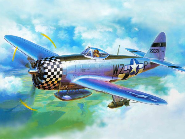 P-47D Thunderbolt, Republic, WW2., арт, бомбардировщик, ввс, истребитель, самолёт, сша