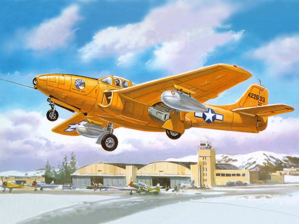 J31-GE-3, P-59A-B, арт, ввс, двигатели, Дженерал-Электрик, использовались, истребитель, на, нем, первый, реактивный, самолёт, США., турбореактивные