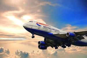 Обои на рабочий стол: 747, boeing, British Airways, Jumbo Jet, Авиалайнер, аэропорт, боинг, В Вохдухе, дальнемагистральный, небо, облака, пассажирский, рисунок, самолёт, Суровые Пилоты