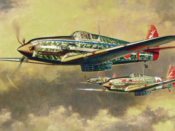 aircraft, art, aviation, drawing, japanese aircraft, japanese fighter, Kawasaki KI-61 Hien Type I-Hei, painting, war, ww2
