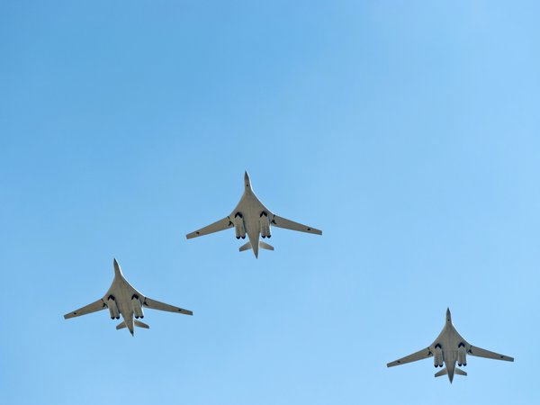 небо, самолёты, три Белых лебедя, ту-160