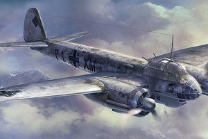 Обои на рабочий стол: airplane, art, aviation, ju-88, ww2