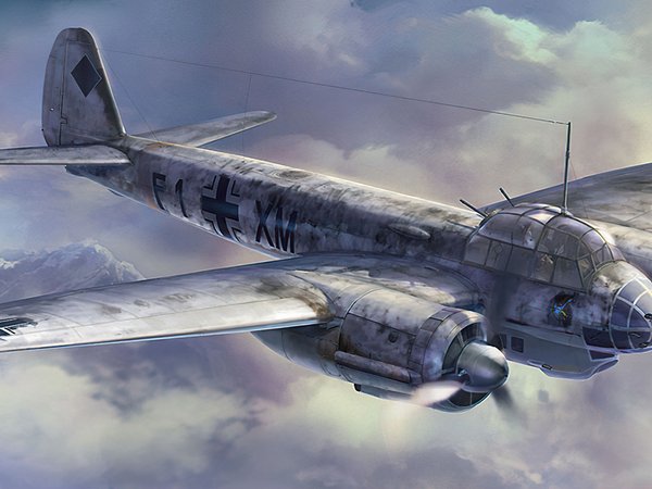 airplane, art, aviation, ju-88, ww2