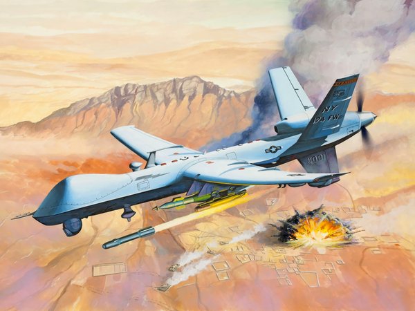 art, avaition, drone, MQ-9 Reaper Predator, painting