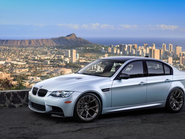 BMW, city, E90, Sedan, Sight, silver