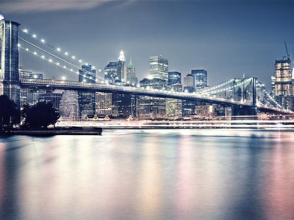 brooklyn bridge, new york, бруклин, бруклинский мост, город, манхэттен, нью-йорк, свет, сша