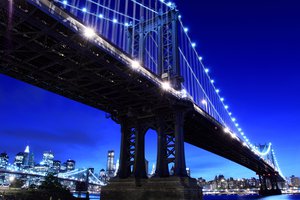Обои на рабочий стол: new york city, night, бруклинский мост, мегаполис, ночь, нью-йорк, сердце, сша