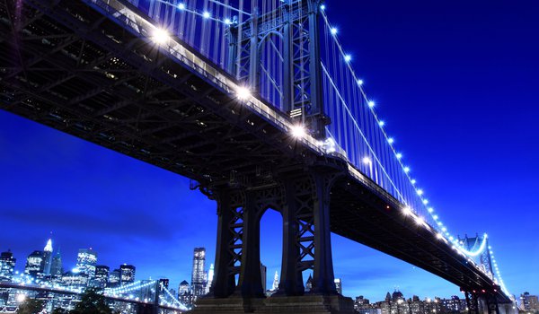 Обои на рабочий стол: new york city, night, бруклинский мост, мегаполис, ночь, нью-йорк, сердце, сша