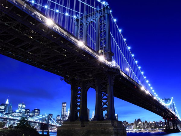 new york city, night, бруклинский мост, мегаполис, ночь, нью-йорк, сердце, сша