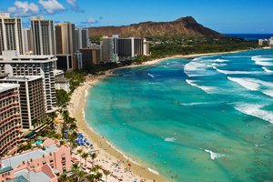 Обои на рабочий стол: beach, hawaii, waikiki, волны, океан, пляж