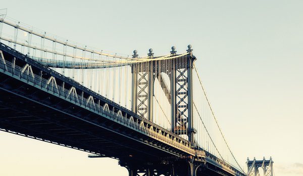 Обои на рабочий стол: manhattan bridge, moonrise, new york city, nyc, usa, нью-йорк