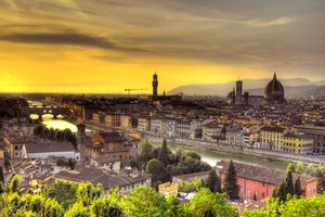Обои на рабочий стол: Florence, italy, sunset, закат, италия, Флоренция