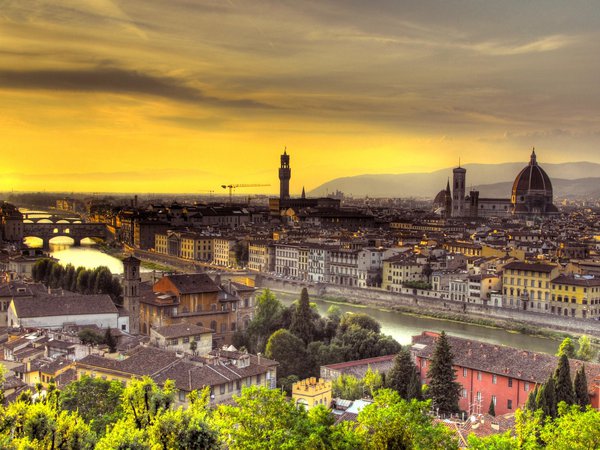 Florence, italy, sunset, закат, италия, Флоренция
