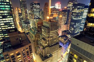 Обои на рабочий стол: city, Manhattan at Night, midtown, new york, wallpapers, город, небоскребы, ночь, нью-йорк, обои