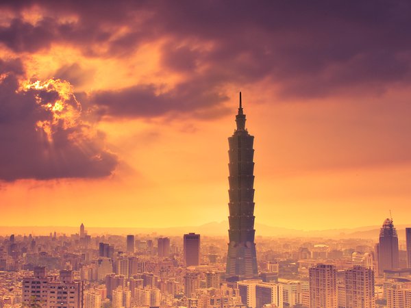 КНР, небо, облака, провинция Тайвань, Тайбэй, тепло